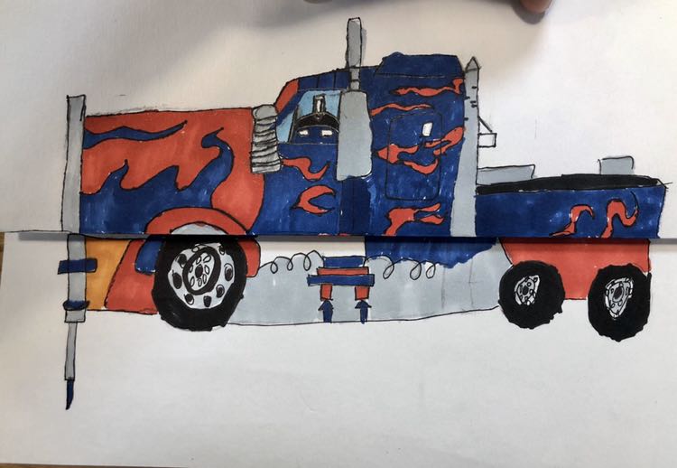擎天柱儿童卡车怎么画图片