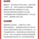 港股打新播报：康基医疗、海吉亚今早停止申购，金融街物业招股中