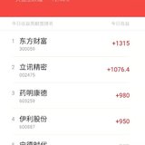 家属发来收益图，看来今天是普天同乐红红火火好日子