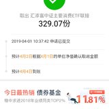 4月1日，止盈汇添富中证消费ETF，盈利15%+