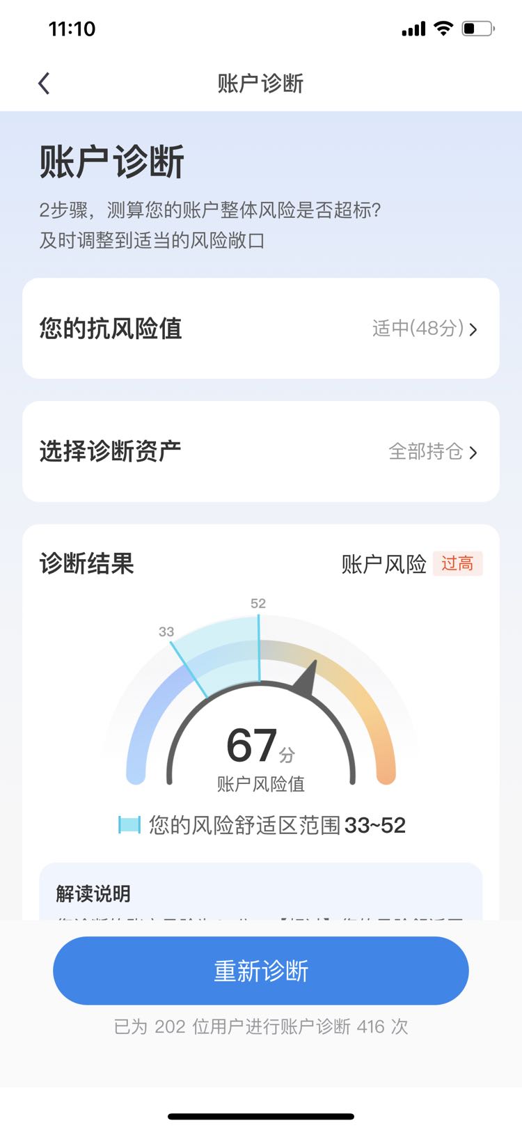 测了一下，感觉我的账户风险高了点