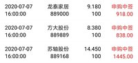 2020年第五、六、七签新股