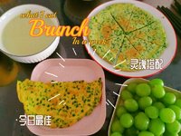 【韭菜鸡蛋虾米饼+豆浆】