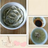 蒸饺:自已包的菲韭菜猪肉馅+龙骨海带汤