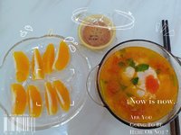 【西红柿荷包蛋汤+橙子+月饼】