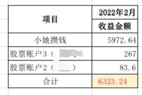 2月理财收益6323.24元