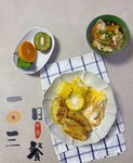 早餐²⁰²⁴/₀₃ ₀₁馄饨+煎土豆+玉米+煎蛋