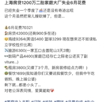 上海房贷1200万二胎家庭大厂失业6月花费