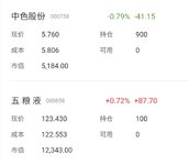 【2020.2.14操作】买入五粮液、中色