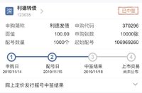 可转债中签：利德发债